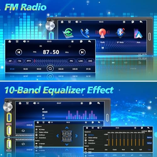 Single Din Touchscreen Radio,6.9″ HD IPS Single Din Car Stereo with Wireless