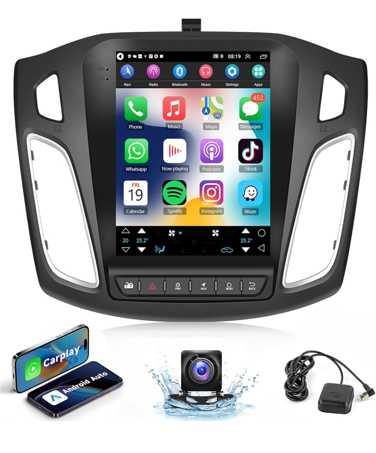 9.7″ 4+64G Android 13.0 Car Radio Stereo GPS Navi WIFI For Ford Focus 2012-2018