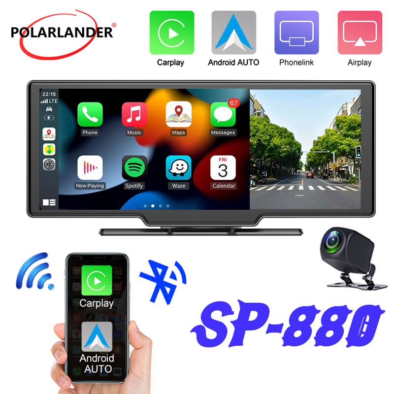 10″ Car Stereo Portable Wireless Carplay Touch Screen Bluetooth Dash Rear Camera