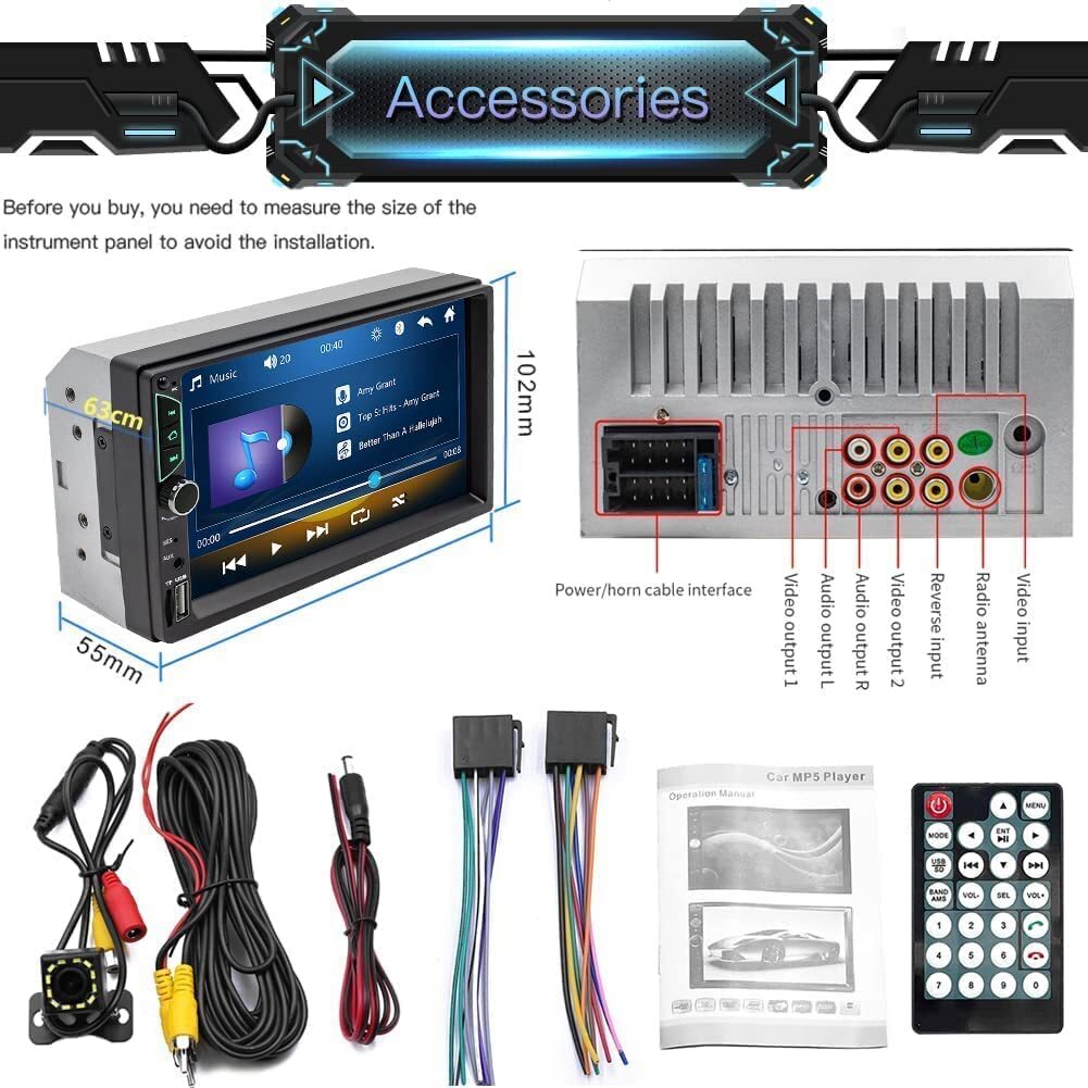 7″ Car Stereo 2Din Radio Touchscreen Backup Camera Multimedia Mirror Link I NEW