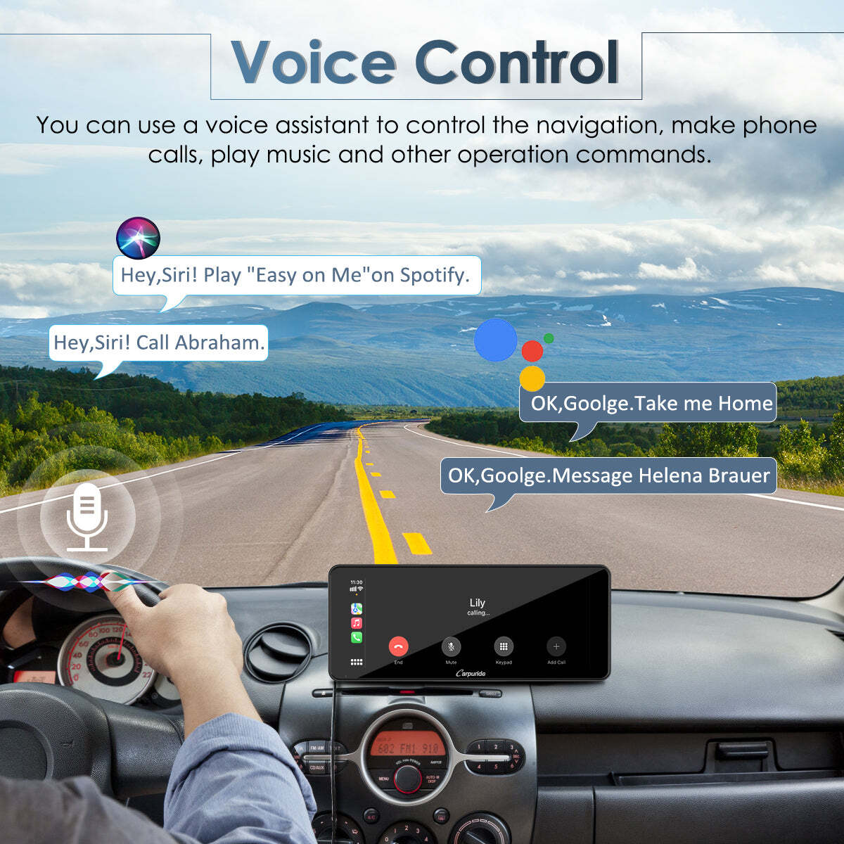 Carpuride 6.9″ Portable Apple CarPlay Android Auto Touch Screen Car Radio Stereo