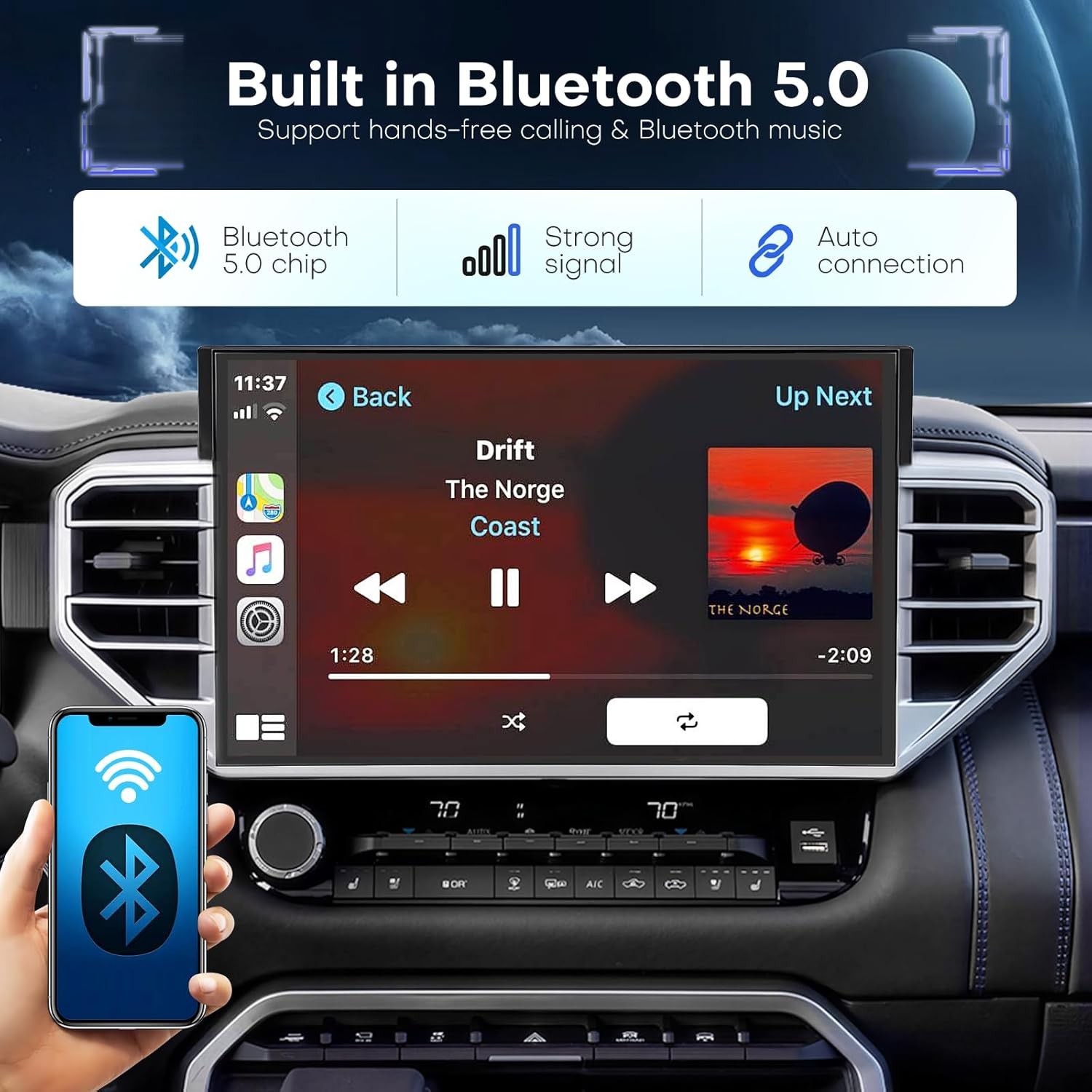 14.6” Large Screen Car Radio Stereo GPS Carplay For Toyota Tundra 2019~2024