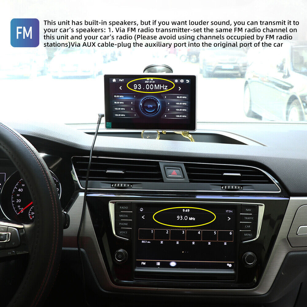 Portable 7″ HD Car Radio Wireless Apple Carplay/android Auto FM Touch Screen MP5