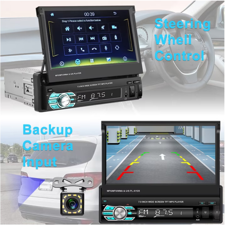 Radio Para Auto Con Pantalla 1 Din Sencillo Pantalla Tactil Bluetooth MP5 GPS FM