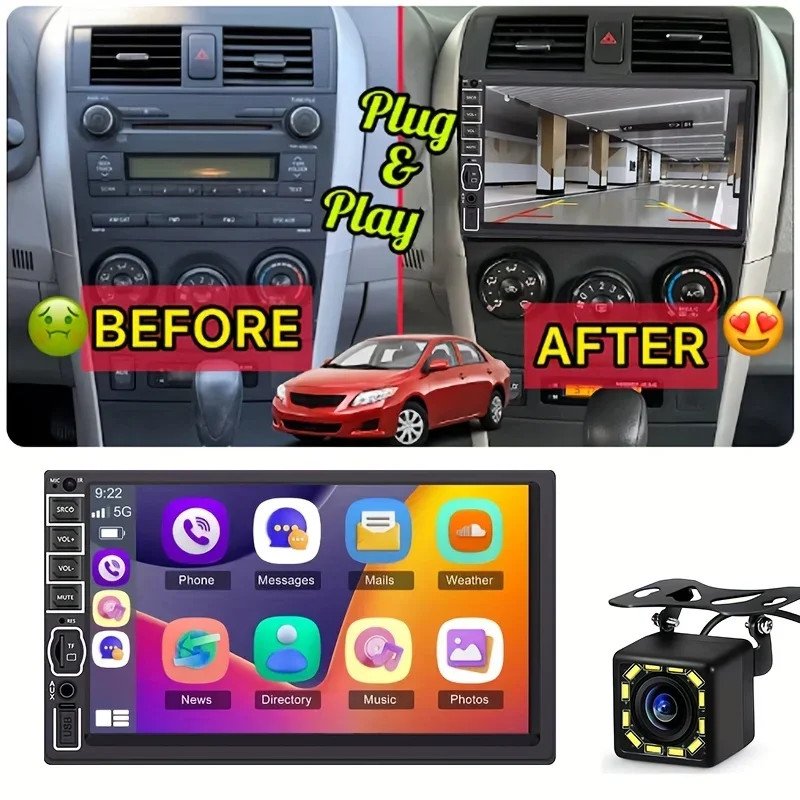 7″ HD Touch Screen Car Stereo-2DIN Fit Car Radio with Mirror Link,Backup Camera