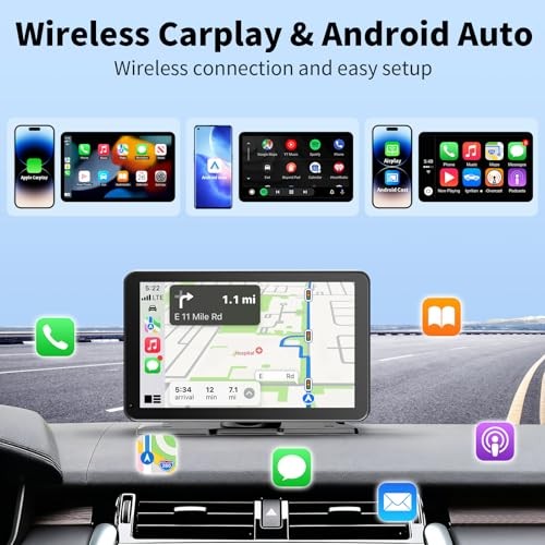 CarPlay Screen for Car, 9” Wireless CarPlay & Android Auto – Smart Black