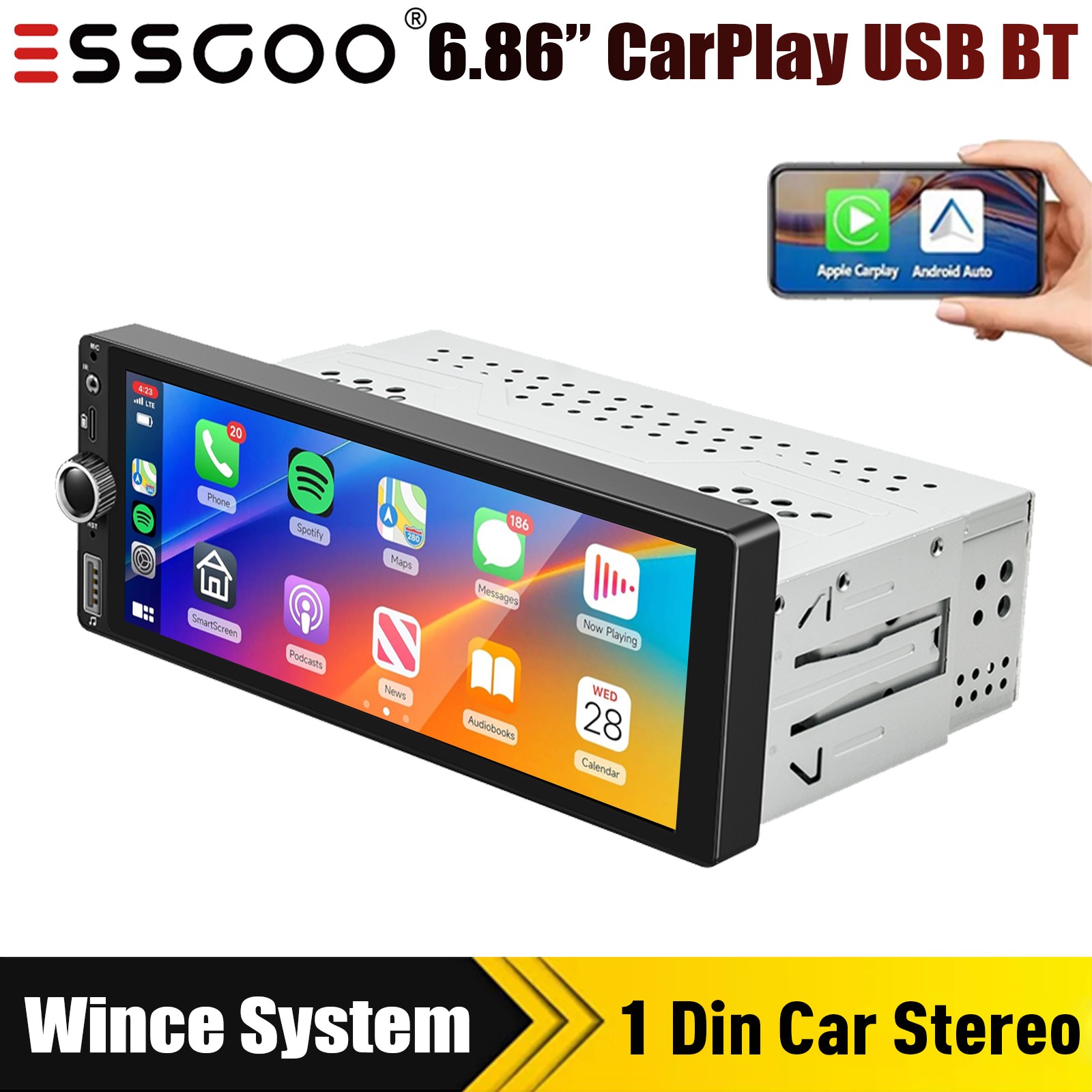 7″ Single 1Din Car Stereo Radio MP5 Player Apple CarPlay FM USB Head Unit BT AUX