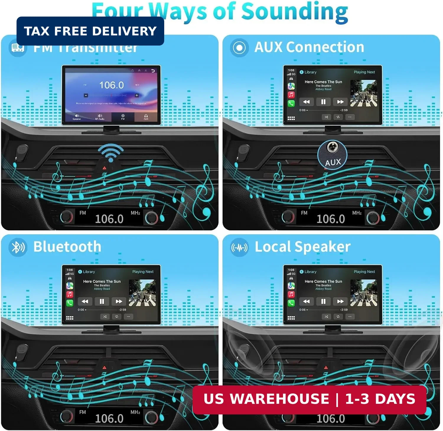 Madoec Portable Apple Carplay Screen for Car, 9″ Wireless Apple Carplay & Androi