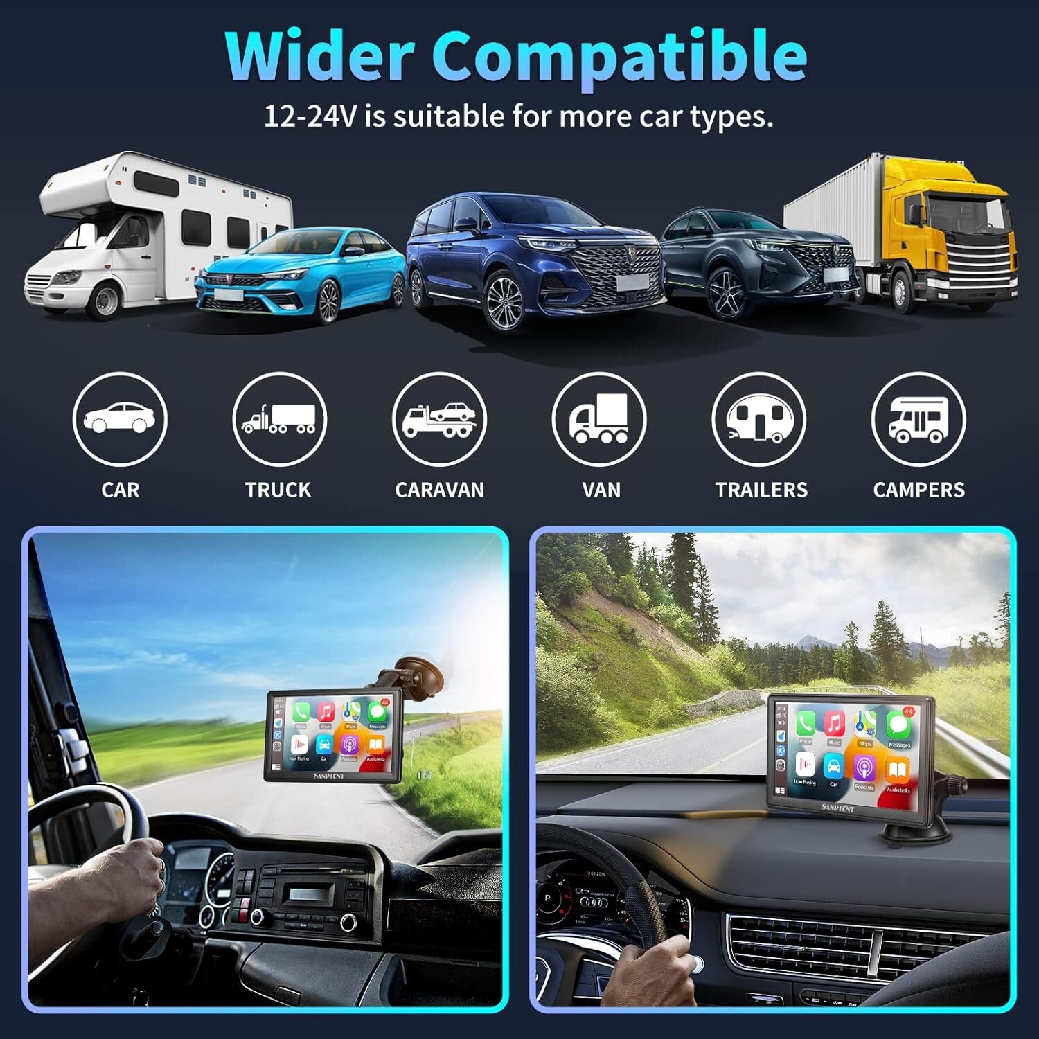 Sanptent Portable Wireless Car Stereo 7″ USB/AUX Input Easy Installation