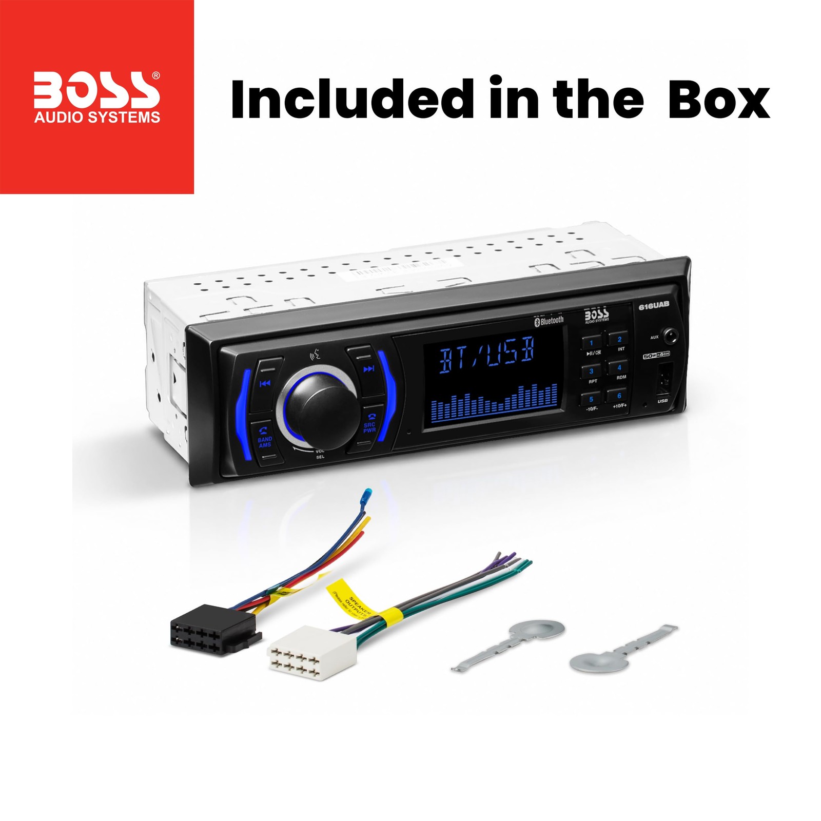 BOSS Audio Systems 616UAB Car Stereo With Bluetooth – Single DIN, MP3, Black