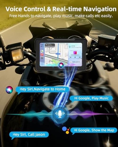 2026 7 Inch Carplay for Motorcycle with TPMS, Apple CarPlay & Android Auto,