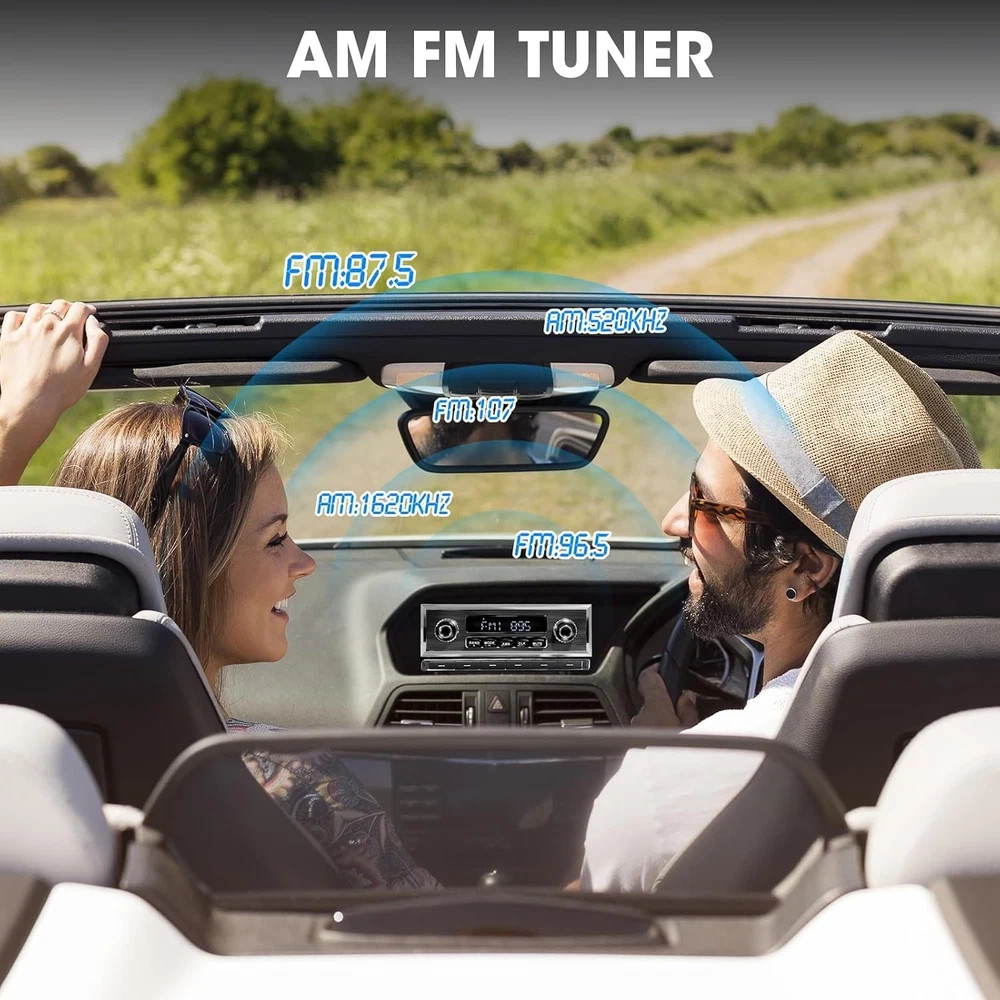 Retro Car Radio Receiver with Bluetooth: Single Din Vintage Stereo for Classic V