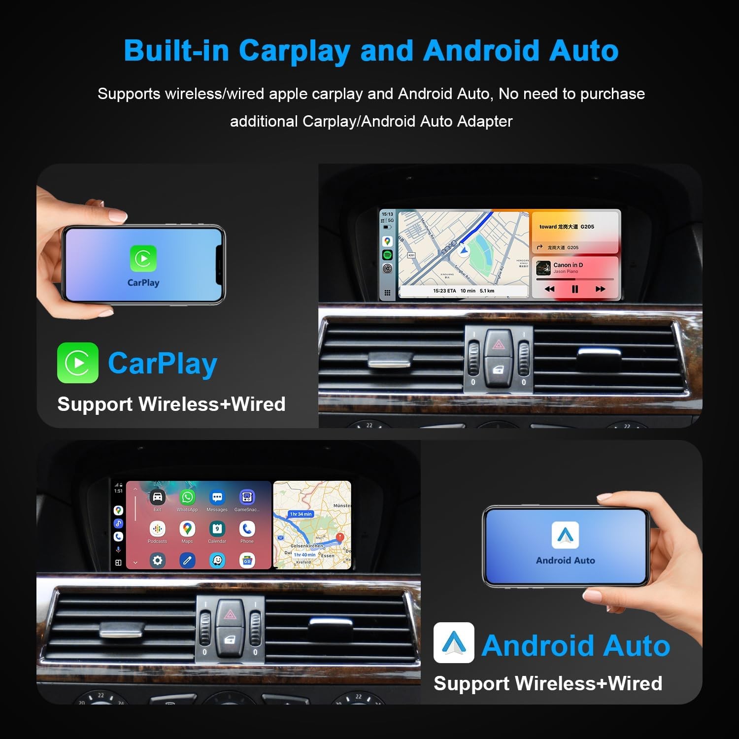 Carplay/Android Auto 8.9 Touch screen Receiver for BMW 3/5 2009-2010 CIC