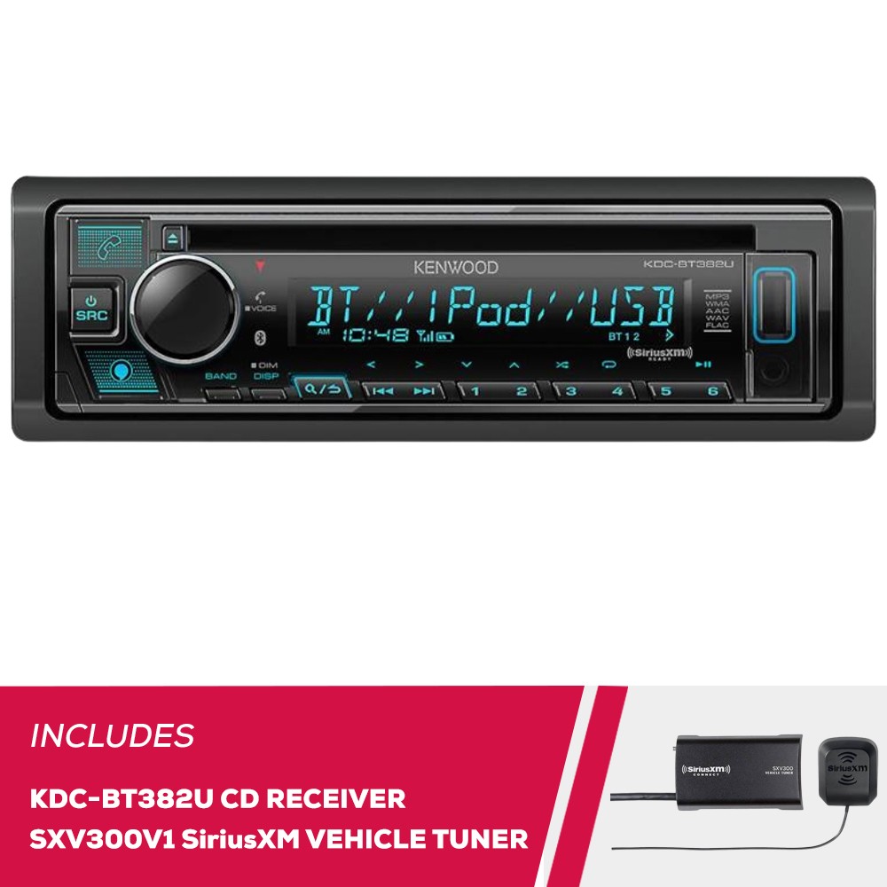 Kenwood KDC-BT382U Single DIN CD with Bluetooth and SiriusXM Tuner