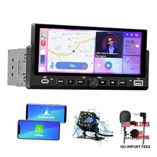 Single Din Car Stereo, 6.86 Inch CarPlay & Android Auto HD IPS 6.86 in