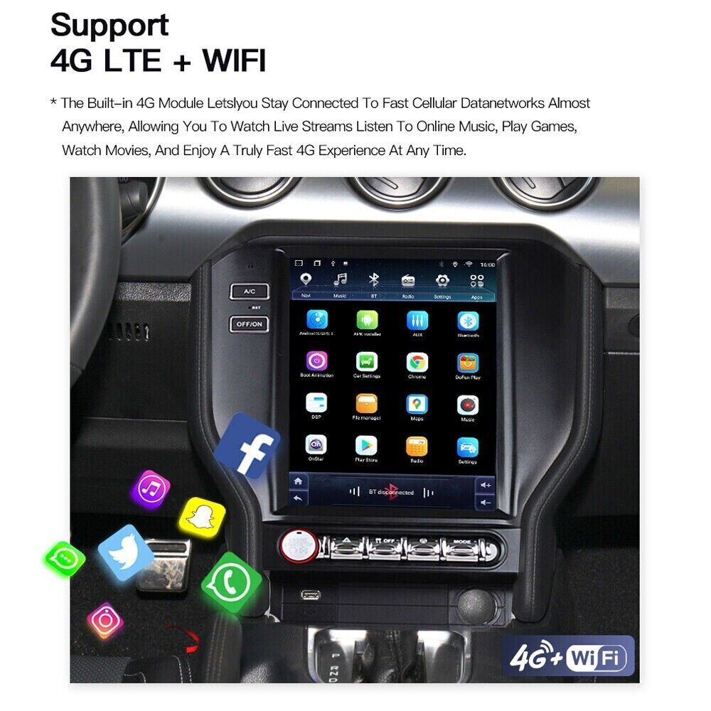 10.4″ Car Radio Android Tesla Screen Gps Navigation For Ford Mustang 2015-2022