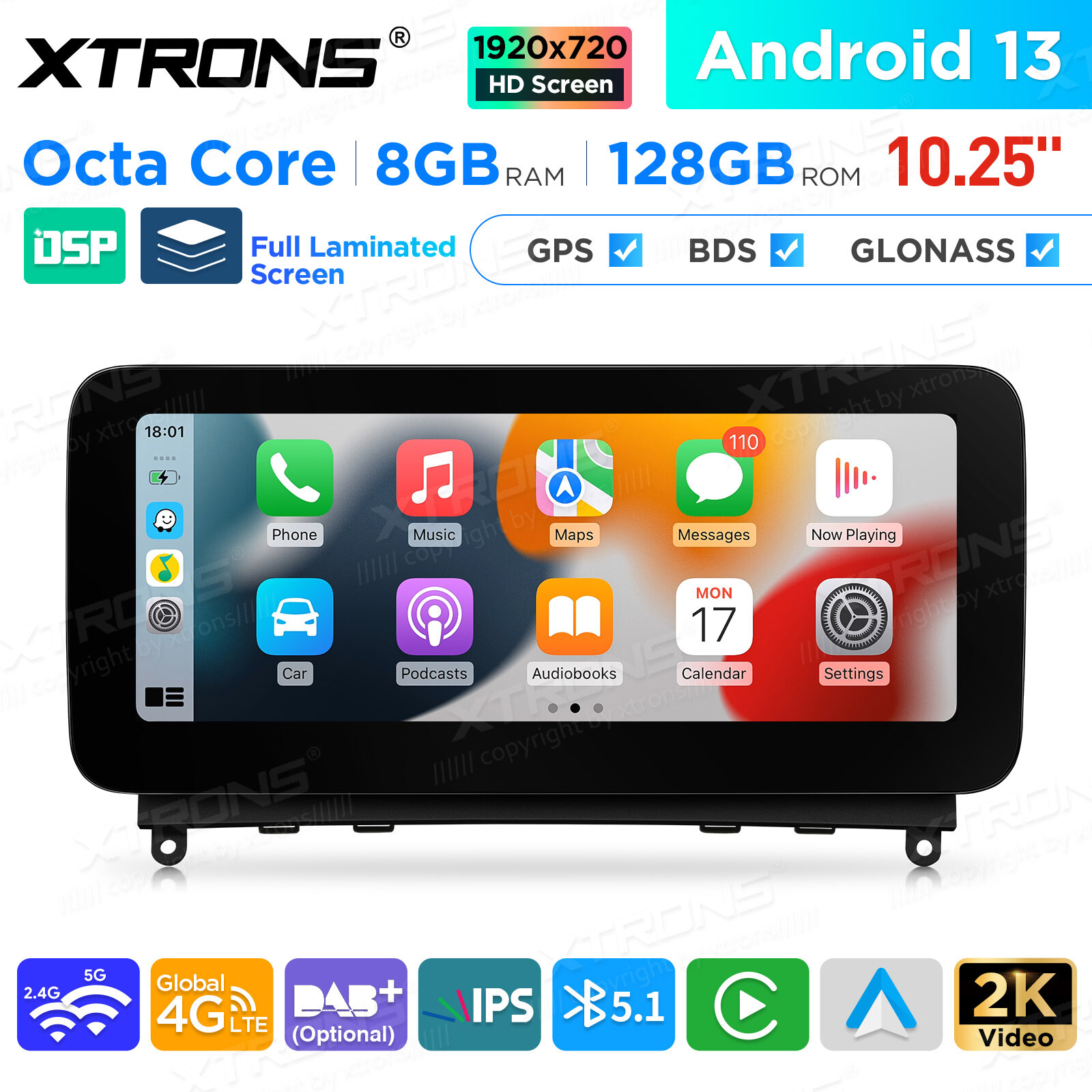 Octa-Core Android 148G CarPlay Car GPS Stereo 4G WiFi DSP For Mercedes-Benz W204