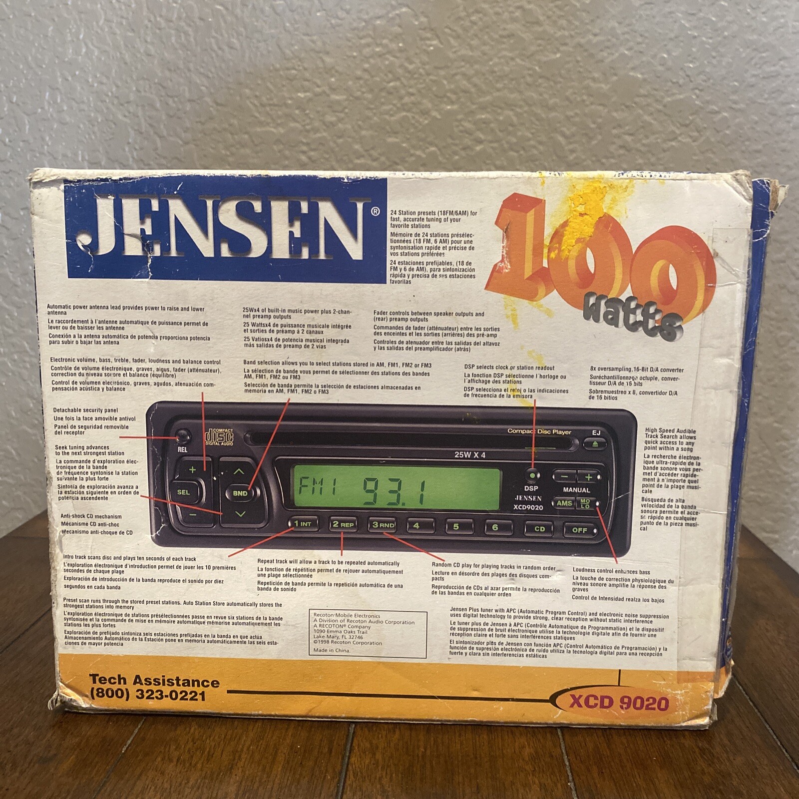 Jensen XCD9020 4 Channel AM/FM CD Receiver Detachable Face Plate 100 Watts NIB