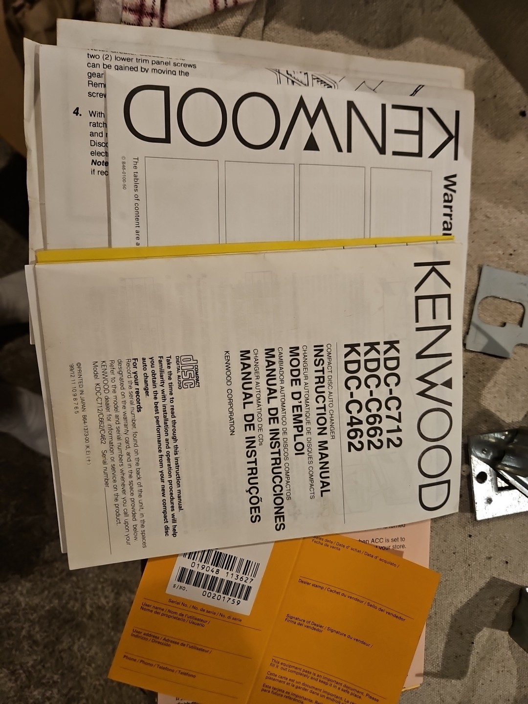 Kenwood KDCX815 OEM Box And RC-520 Remote Control And Manual And Brackets