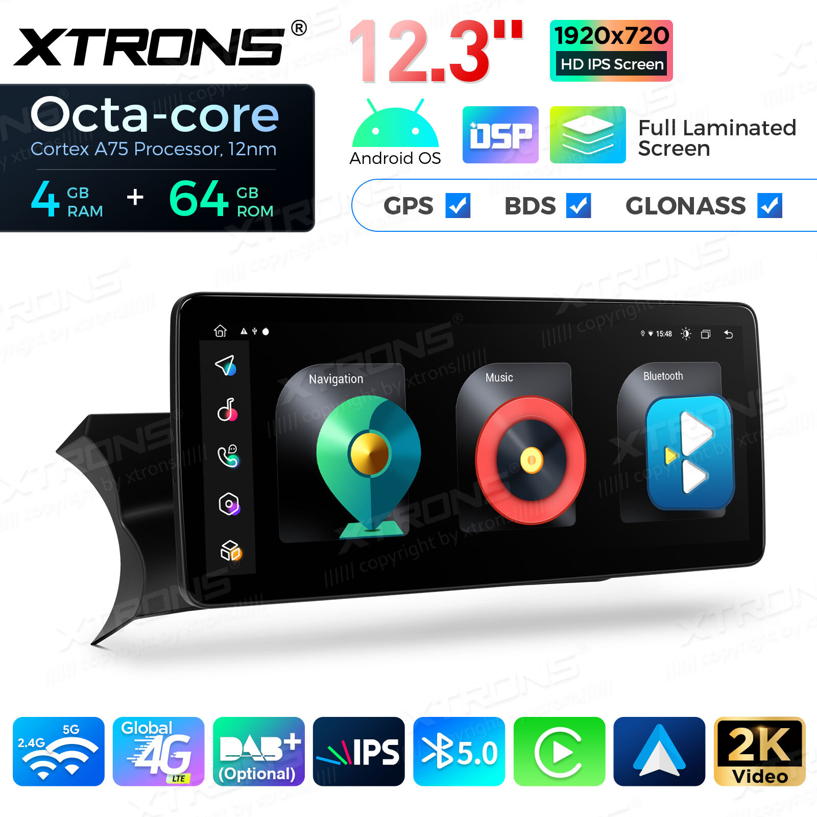 CarPlay 12.3″ IPS Android 13 8-Core 64G Car Stereo GPS Nav For Benz C-Class W204