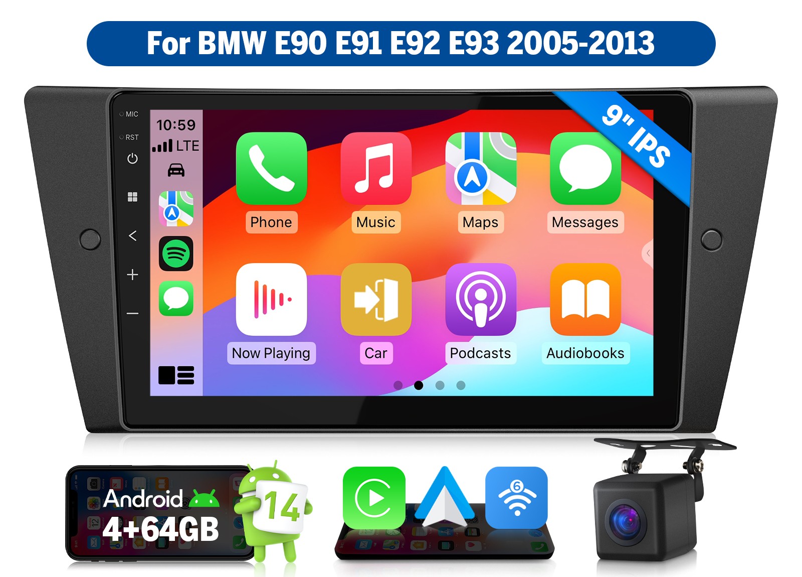 Eonon E90X7A Android 14 4+64 Car Stereo GPS CarPlay DSP for BMW 3 Series E90-E93