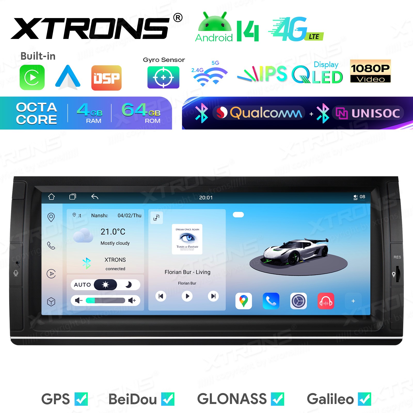 For BMW X5 E53 10.25″ QLED Touch Screen Android 14 Car Stereo GPS Dual Bluetooth