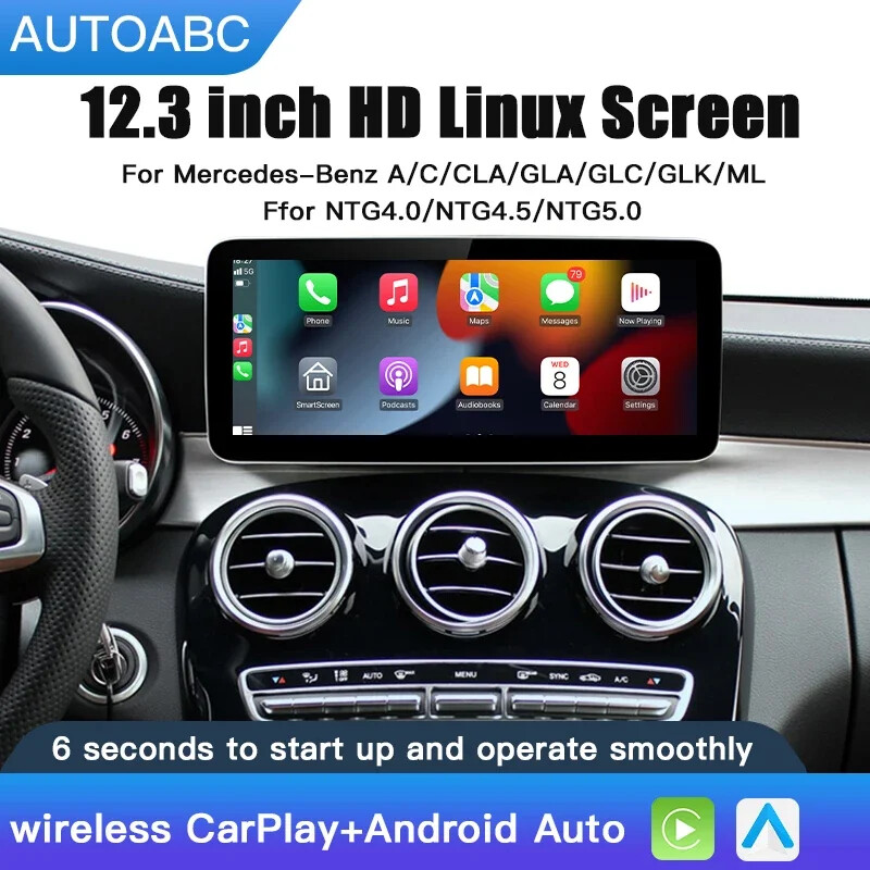 Wireless Carplay/Android Auto 12.3” Touch screen for Mercedes Benz GLA CLA GLC
