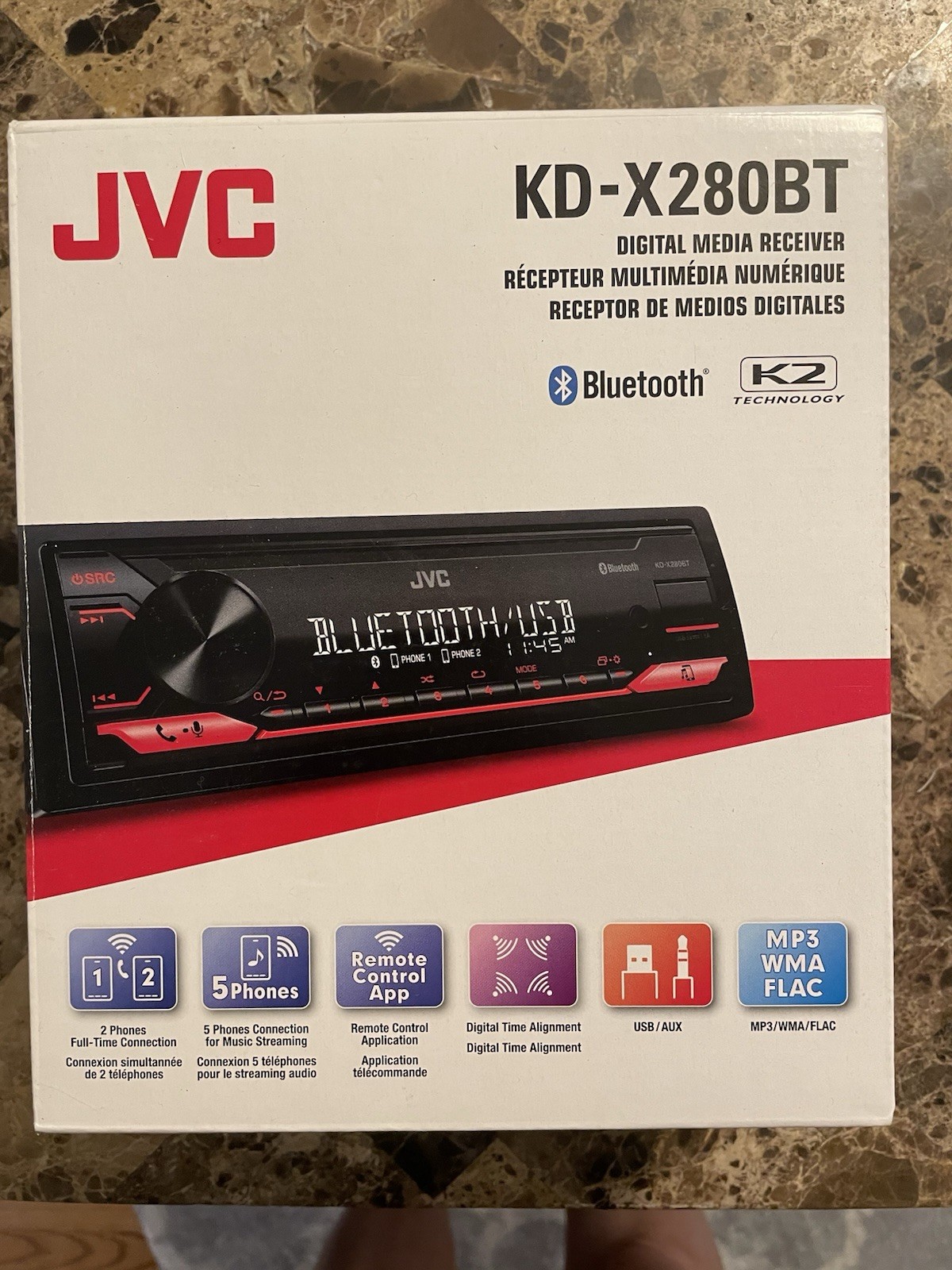 JVC KD-X280BT Digital Media Receiver with Bluetooth/USB/13-Band EQ