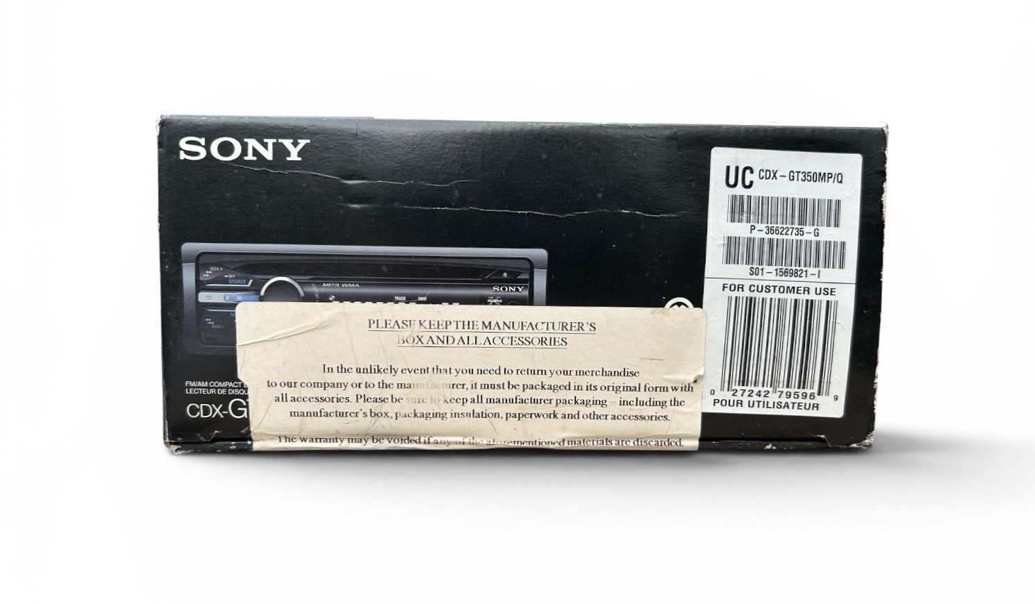 Sony CDX-GT350MP Car Stereo CD Player AUX USB MP3 WMA Head Unit w/ Dash Kit