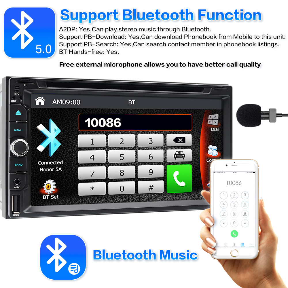 7″ Double 2Din Car Stereo with Apple Carplay Android Auto Play DVD Radio+Camera