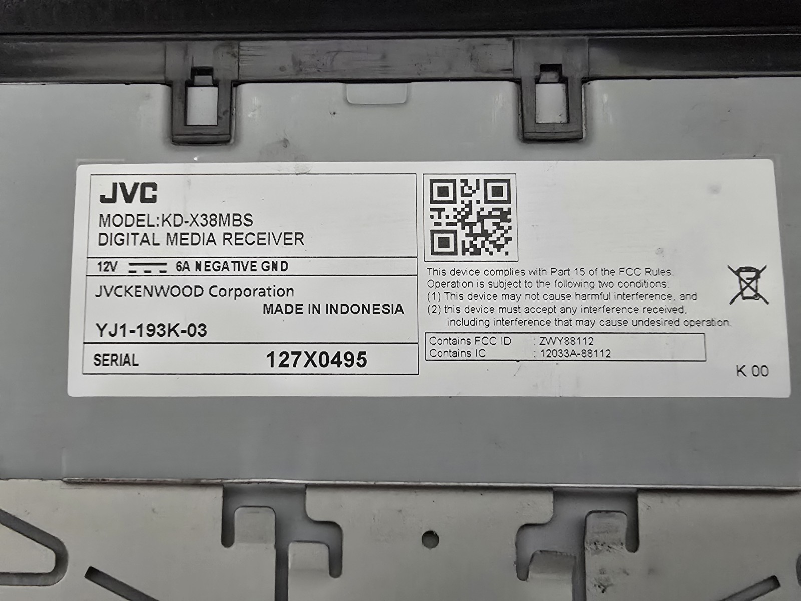 JVC KD-X38MBS Car & Marine Digital Media Receiver with Bluetooth, USB, KDX38MBS