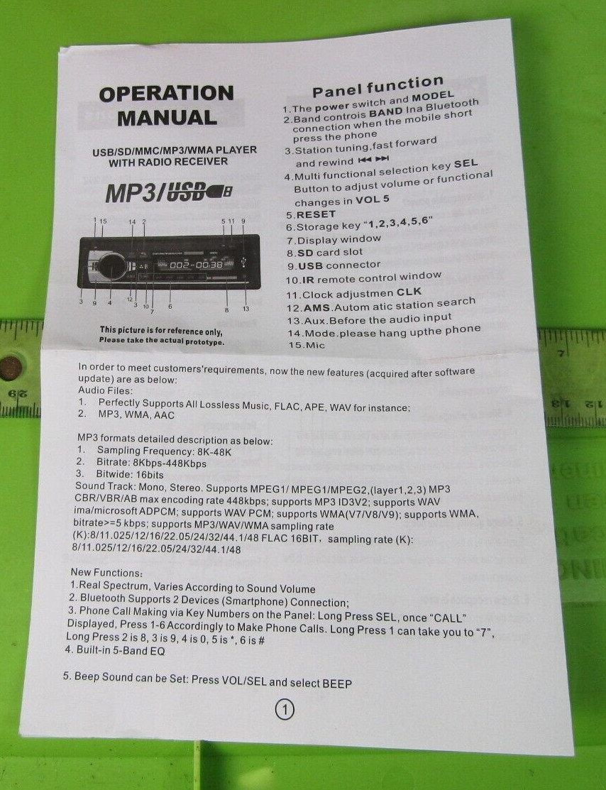 Car Stereo USB MP3 player With Port 60w x 4 Car Multimedia w/ Wireless Remote