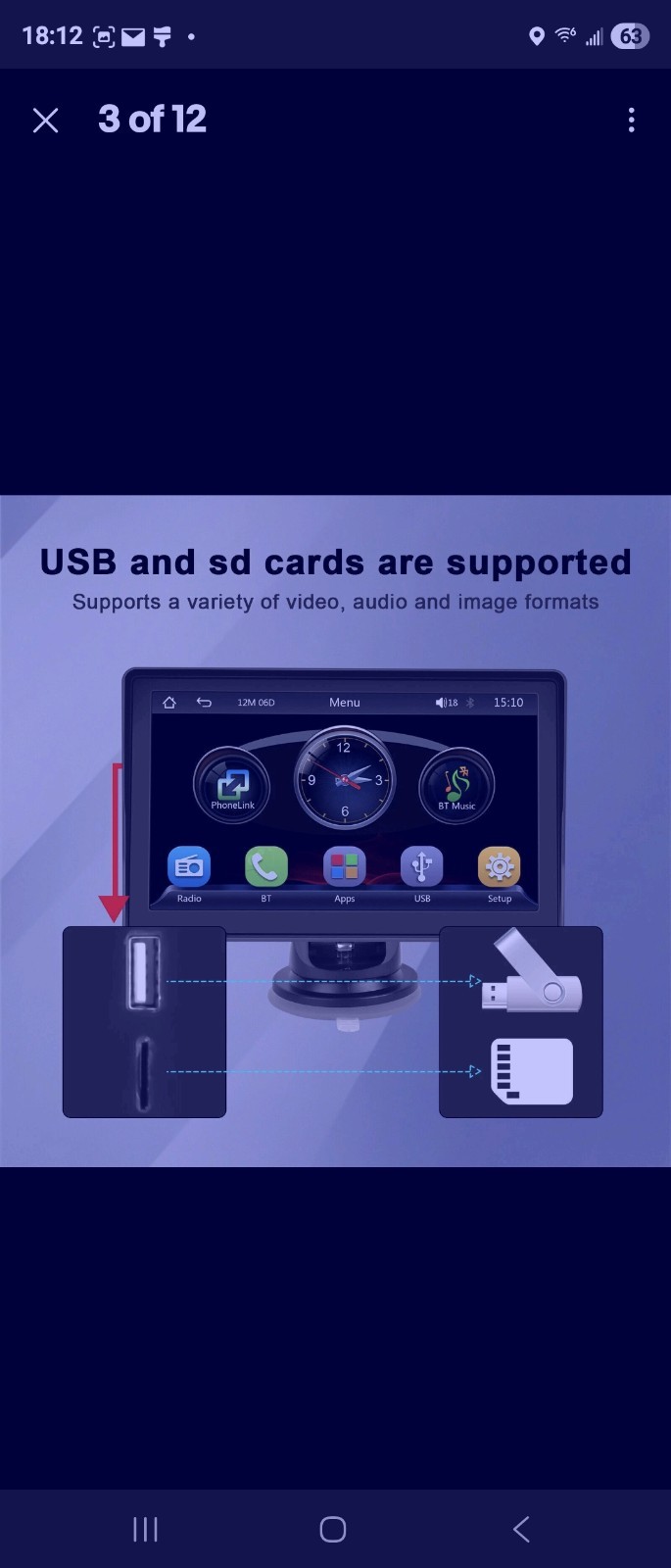 HD 7-in portable MP5 player Bluetooth car monitor with wireless Carplay