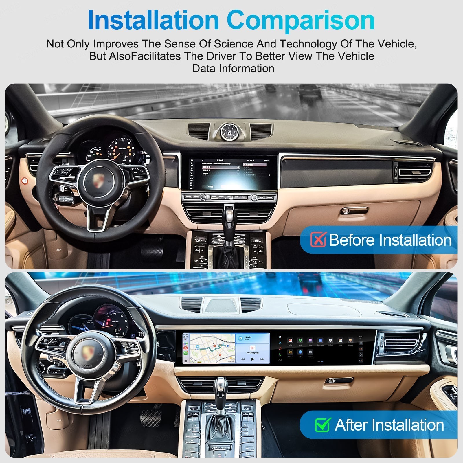 12.3” Car Stereo Radio For 2018-2024 Porsche Macan Android 13 Carplay GPS 4+64G