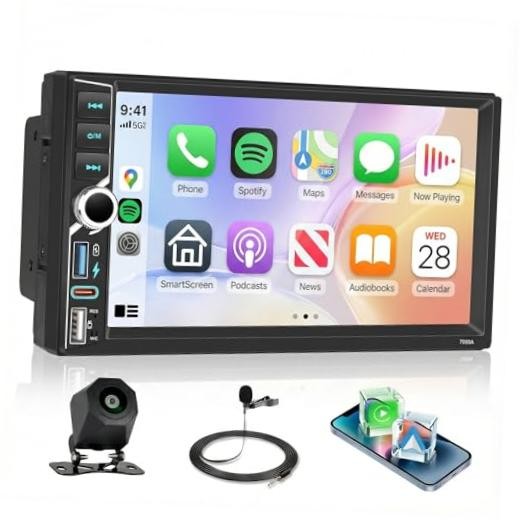 Android 4G+64G Double Din Car Stereo with Wireless 7 inch+Colorful Light