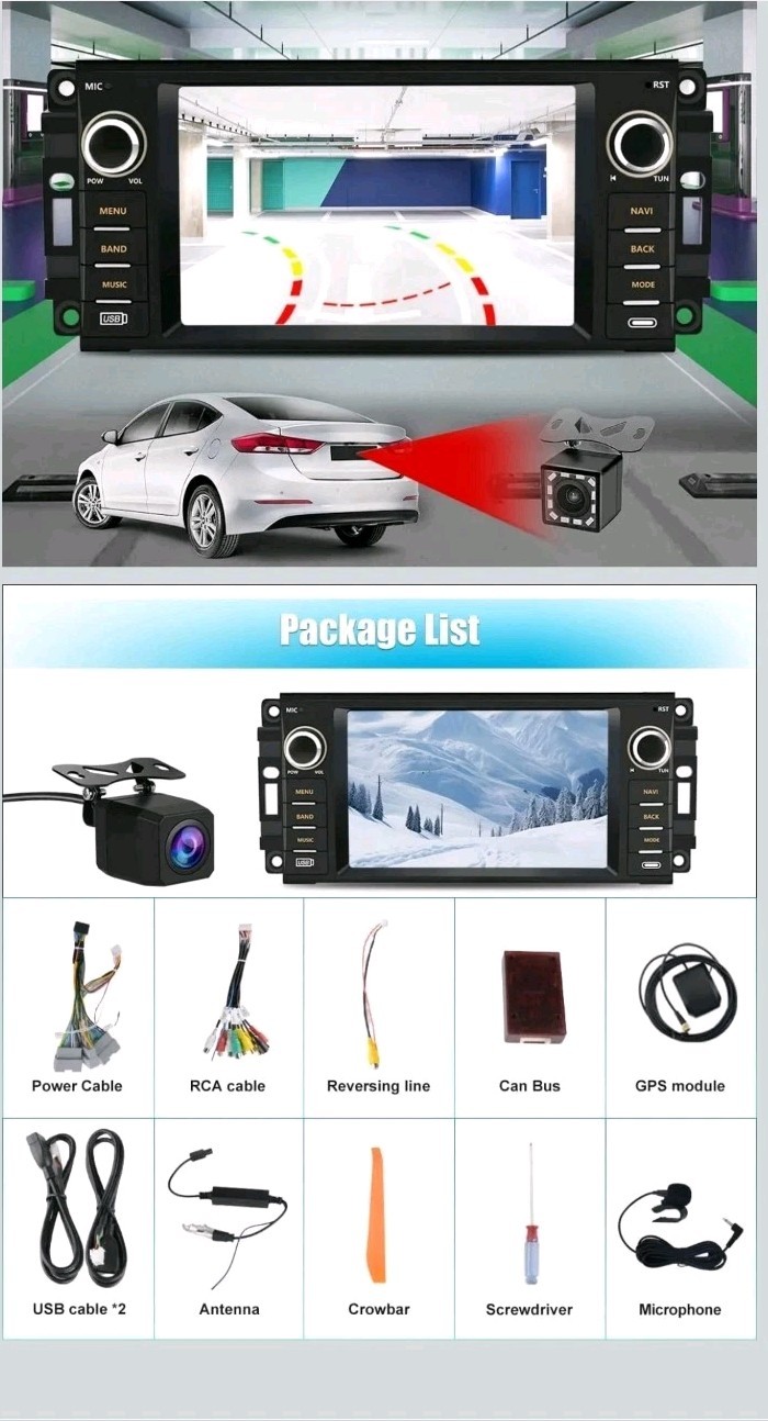 Android 13 Car Stereo 7″ Touch Screen 2+32GB for Jeep Dodge Chrysler RAM GPS BT