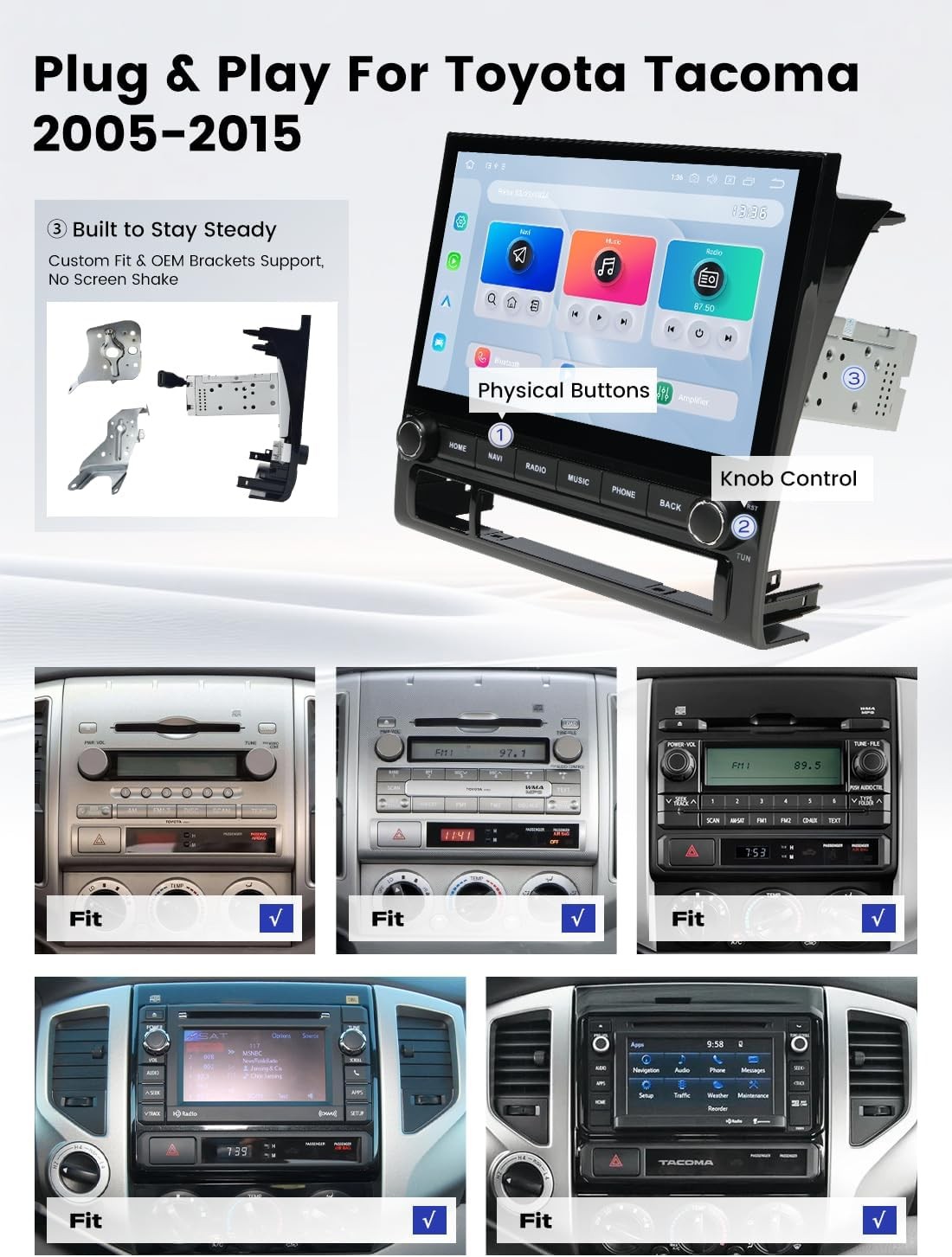 Dasaita 10.2″ Android 13 Car Radio Toyota Tacoma 2005-2015 CarPlay Android Auto