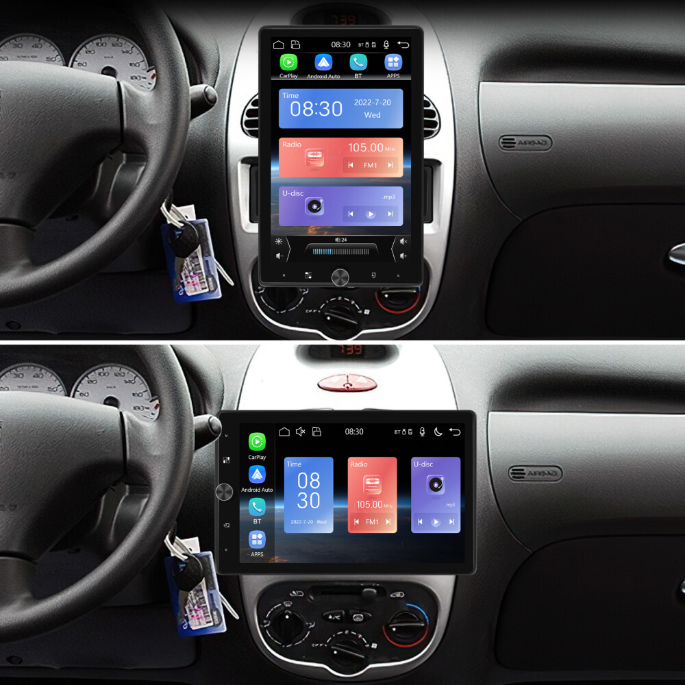 Single 1 DIN Carplay Rotatable 10.4″ Touch Screen Car Stereo Radio GPS WIFI BT