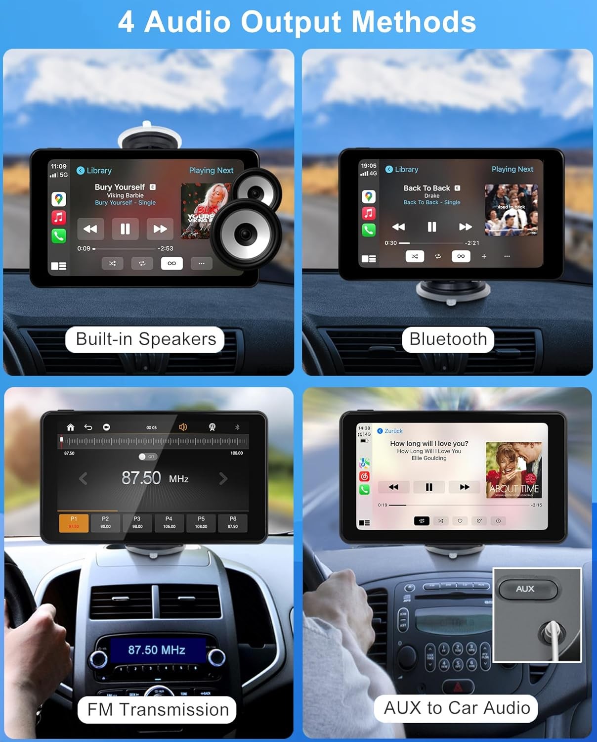 Apple Carplay Screen 7″ HD Portable Car Stereo Wireless Android GPS Navigation