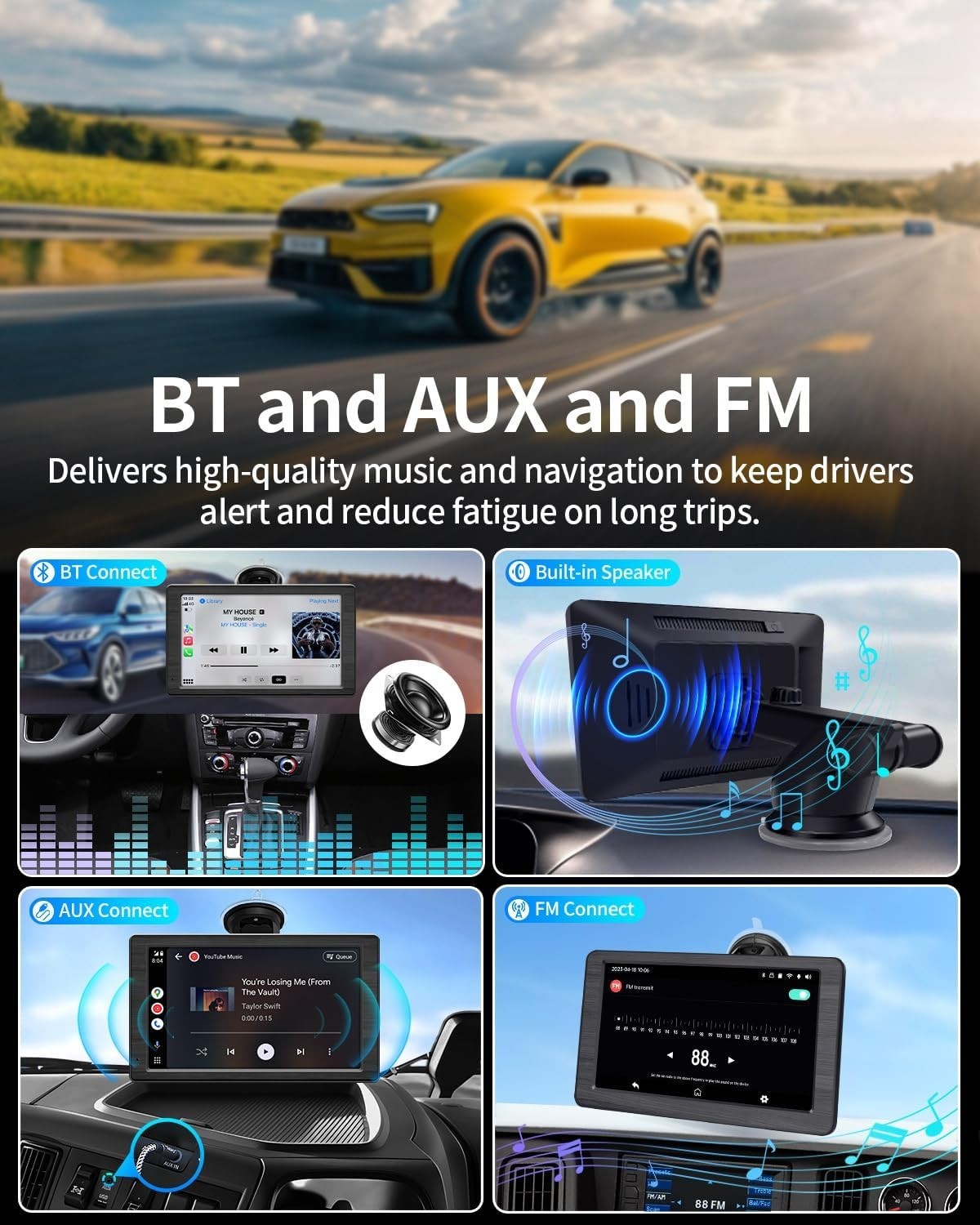 Portable Apple Carplay Screen for Car, 7″ HD Car Stereo Touchscreen 🔥New🔥