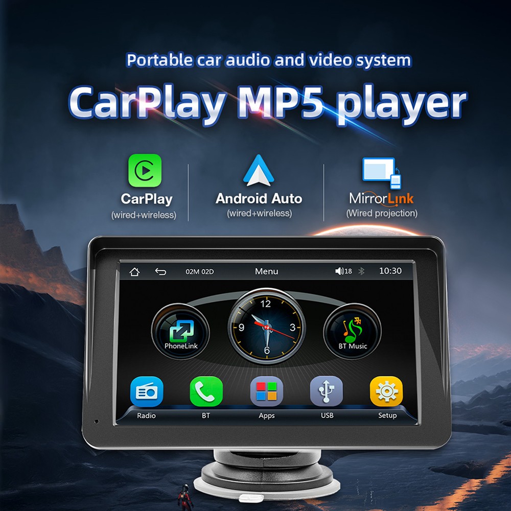 2Din 7″ HD Touchscreen Car MP5 Wireless Carplay Android Auto Bluetooth 5.0