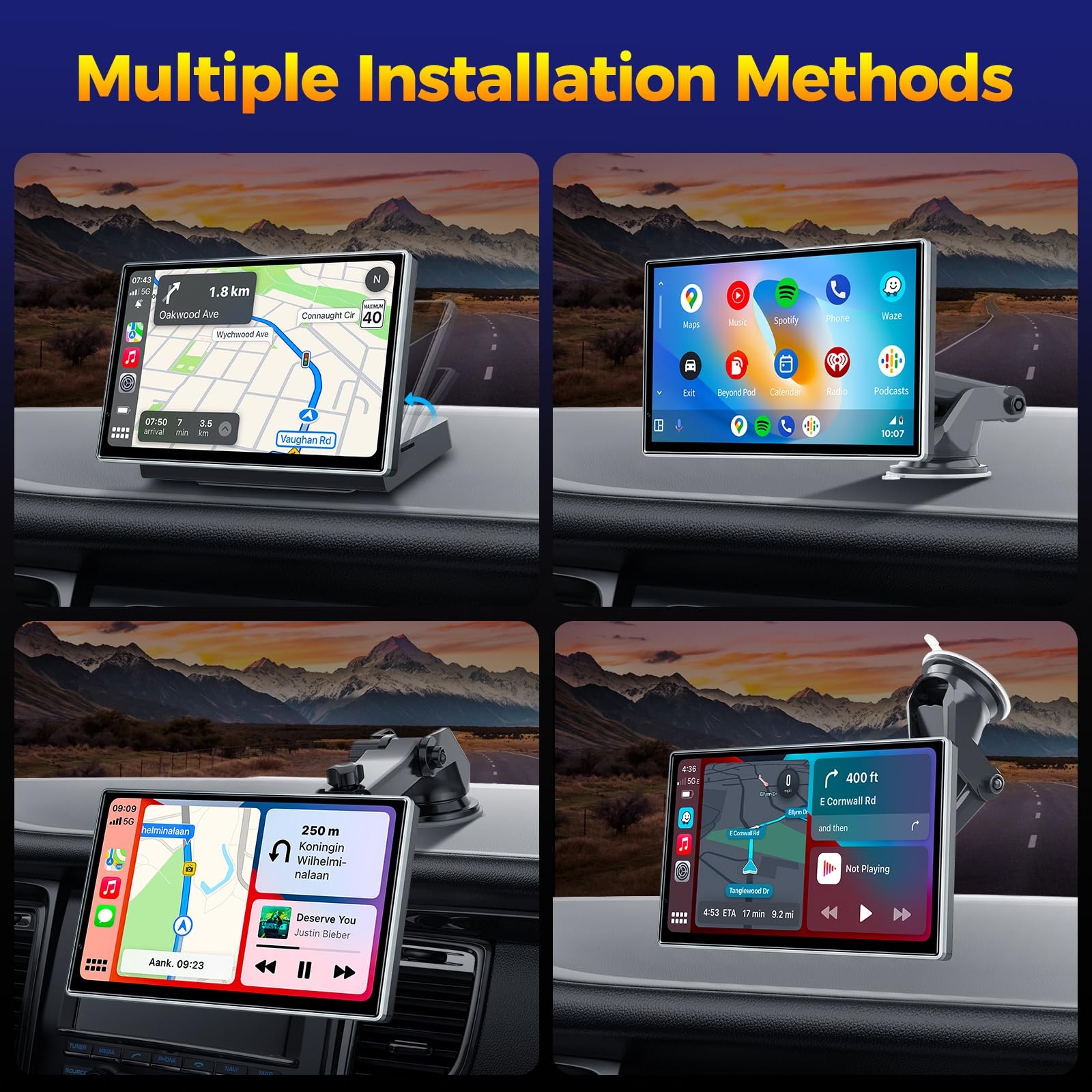 7″ Wireless CarPlay Android Auto Screen for Car – Voice Control, GPS Navigati…