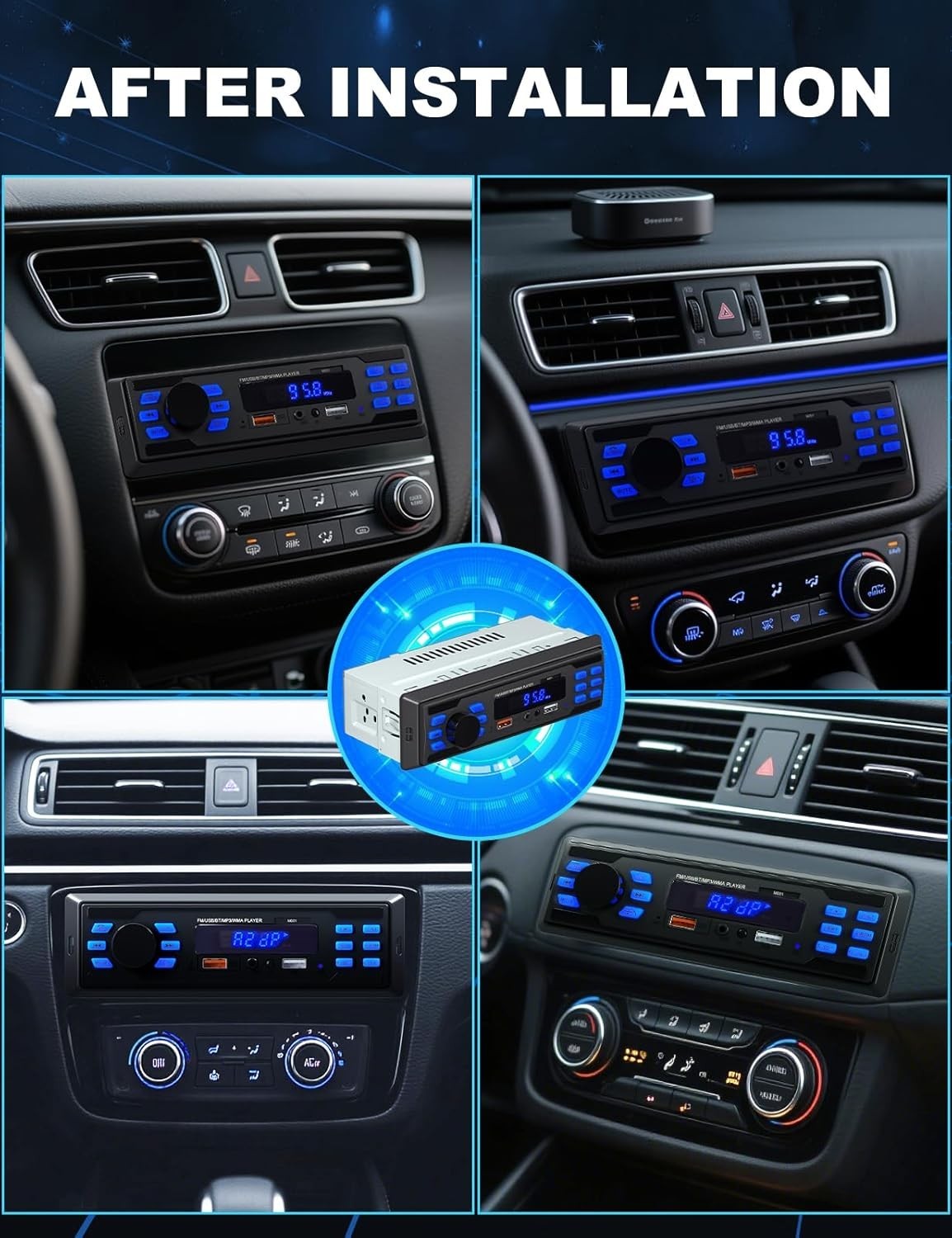 Versatile Single DIN Car Audio System with FM, USB & Remote Control Functions