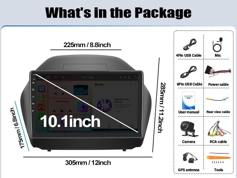 8 Core Android 15 Car Stereo for Hyundai Tucson IX35 – 10.1″ Touchscreen & Wi…