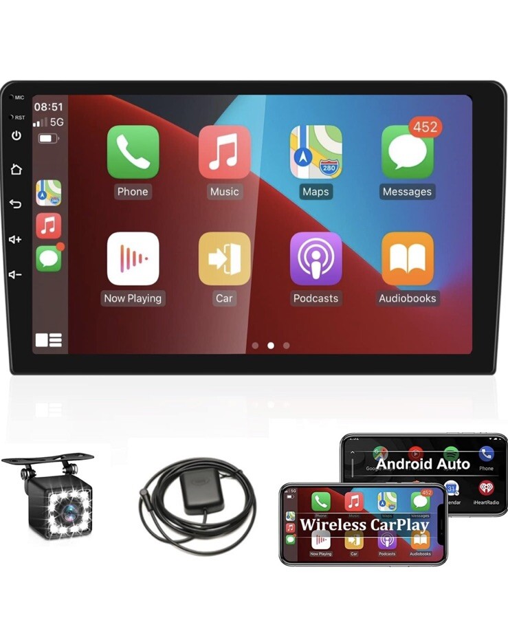 Android Car Stereo 10.1 Single Din 2+32GB Backup Camera Mirror Link Auto QLED
