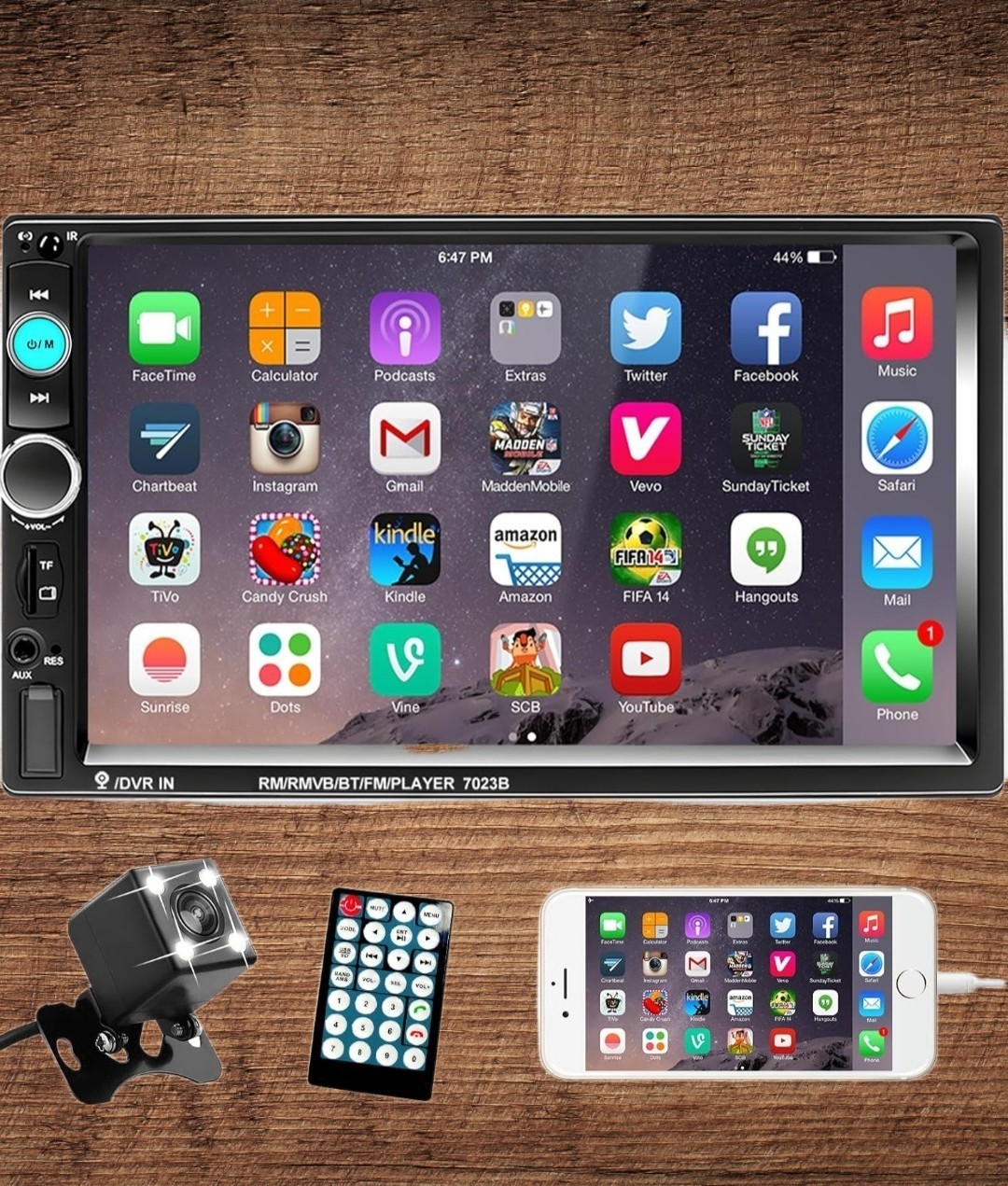 Podofo Double Din Car Stereo Radio Backup Camera 7 Inch Touch Screen