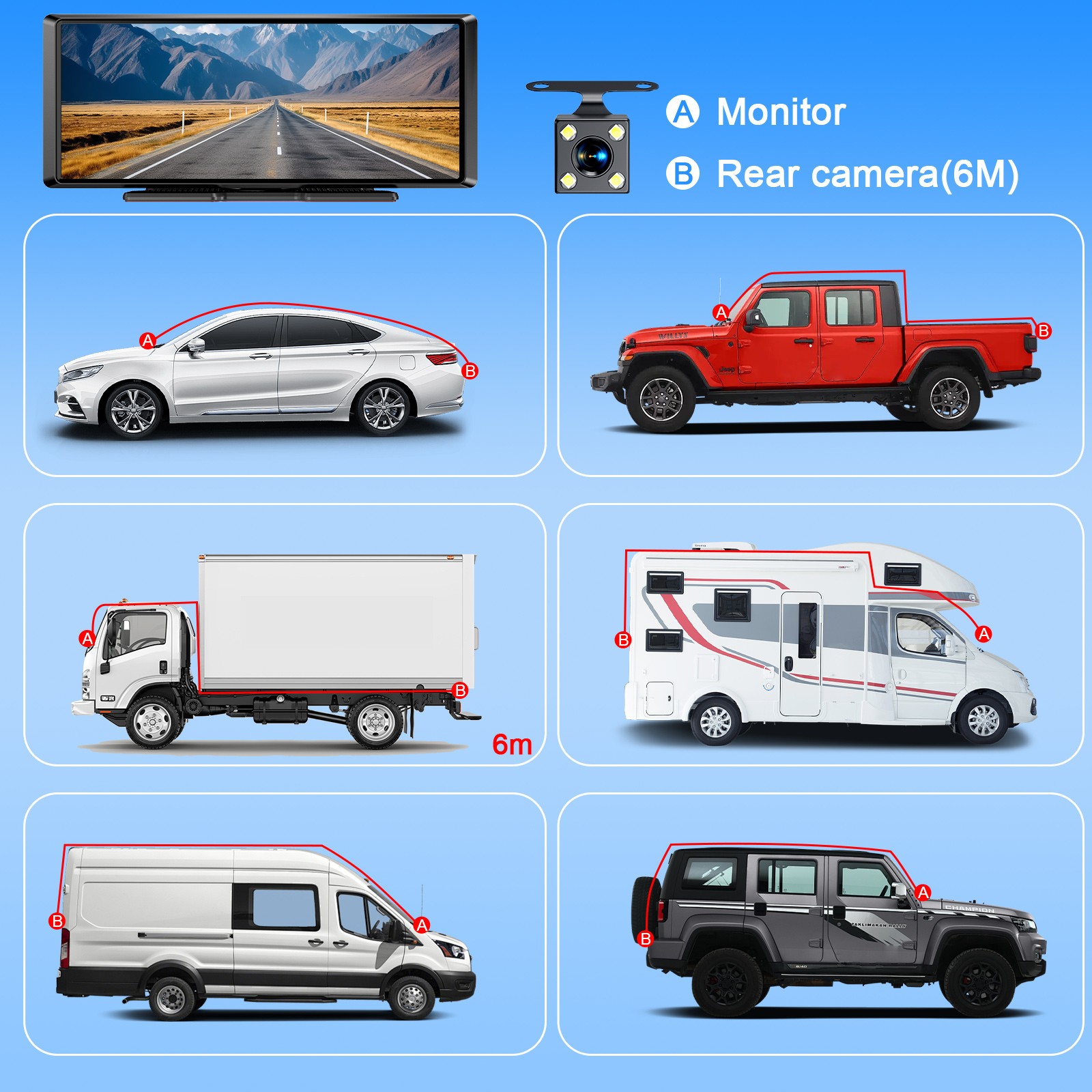 XGODY 10″ 4K Touch Screen Dash Cam Car Video Recorder Wireless CarPlay G-Sensor