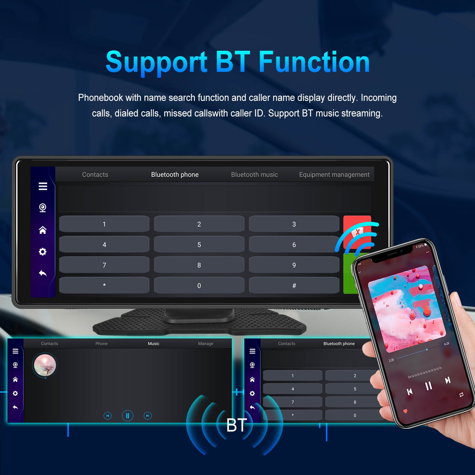 10.26″Bluetooth Car Navigation Carplay HD Large Touch Screen Recorder AHD Camera