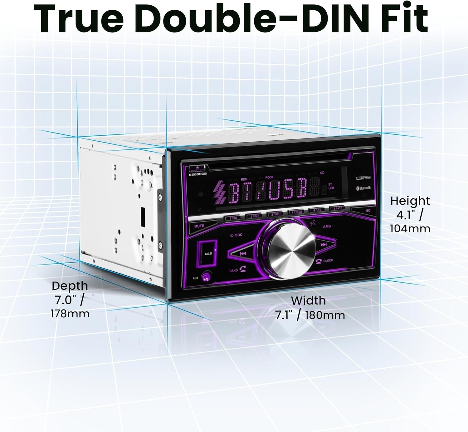 Autorradio doble DIN, Bluetooth, entrada auxiliar, USB, reproductor de CD/DVD US
