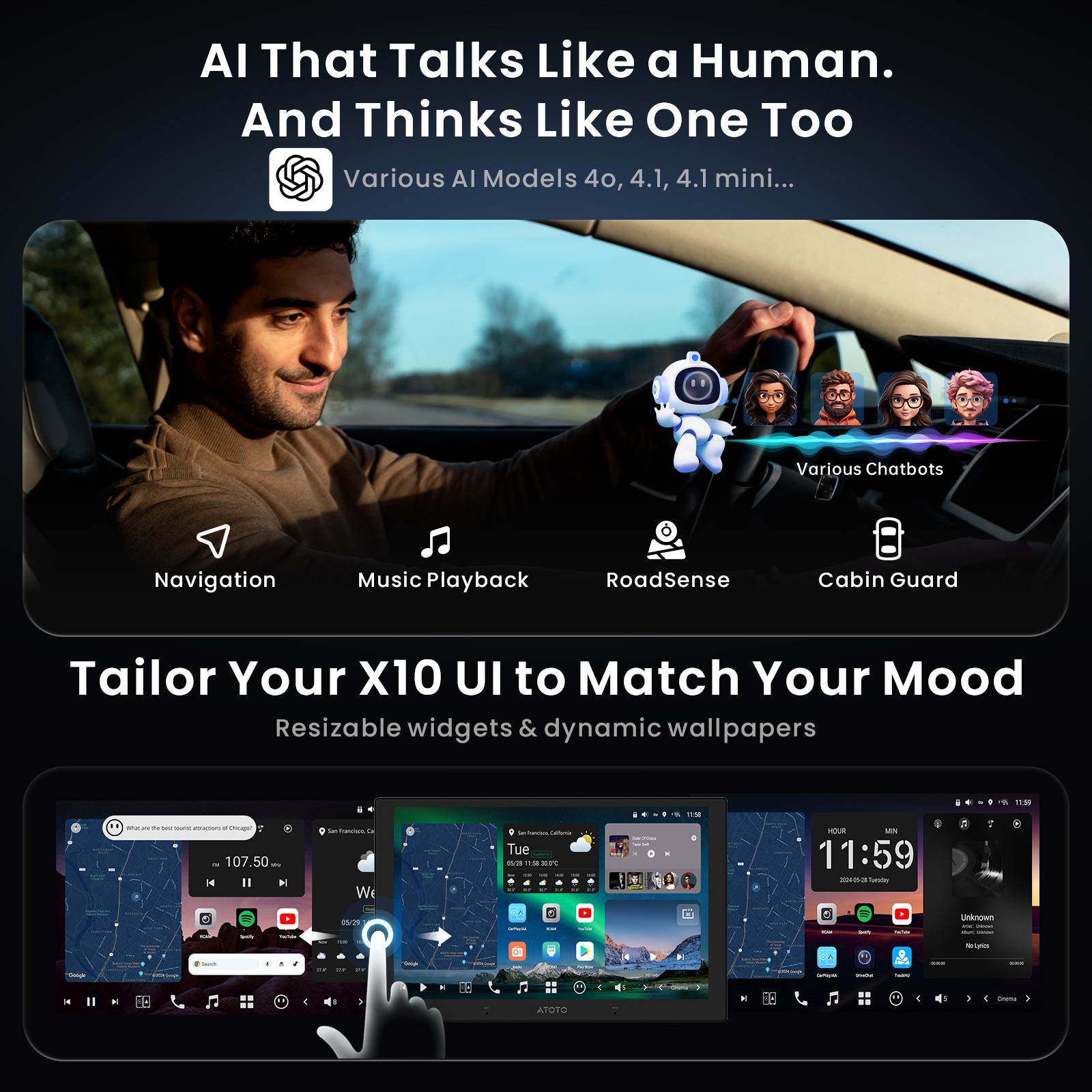 ATOTO Flagship 9″ 2DIN AI Android Car Stereo Carplay& Rear Cam Built-in G-Sensor